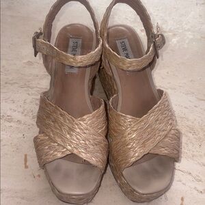 Steve Madden Beige Woven Wedge Sandals